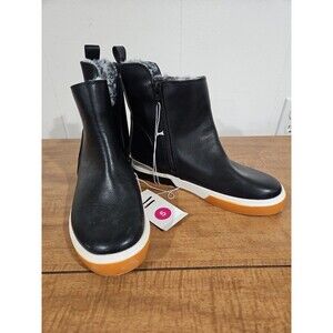 A NEW DAY Womens Ankle Boots Bootie Shoes Black Faux Leather Zip